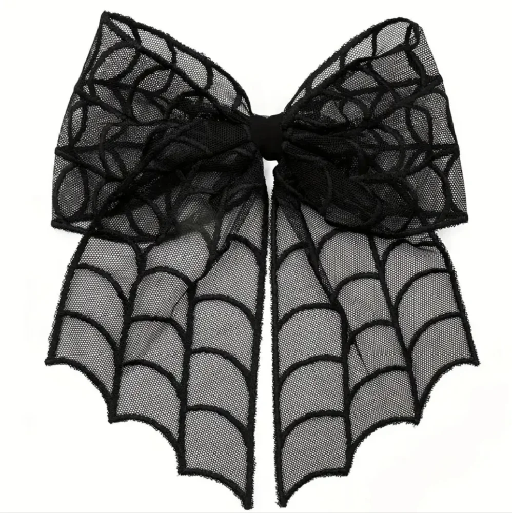 🕸 Black Spider Web Mesh Bow Hair Clip 🕸🕷 (OS)